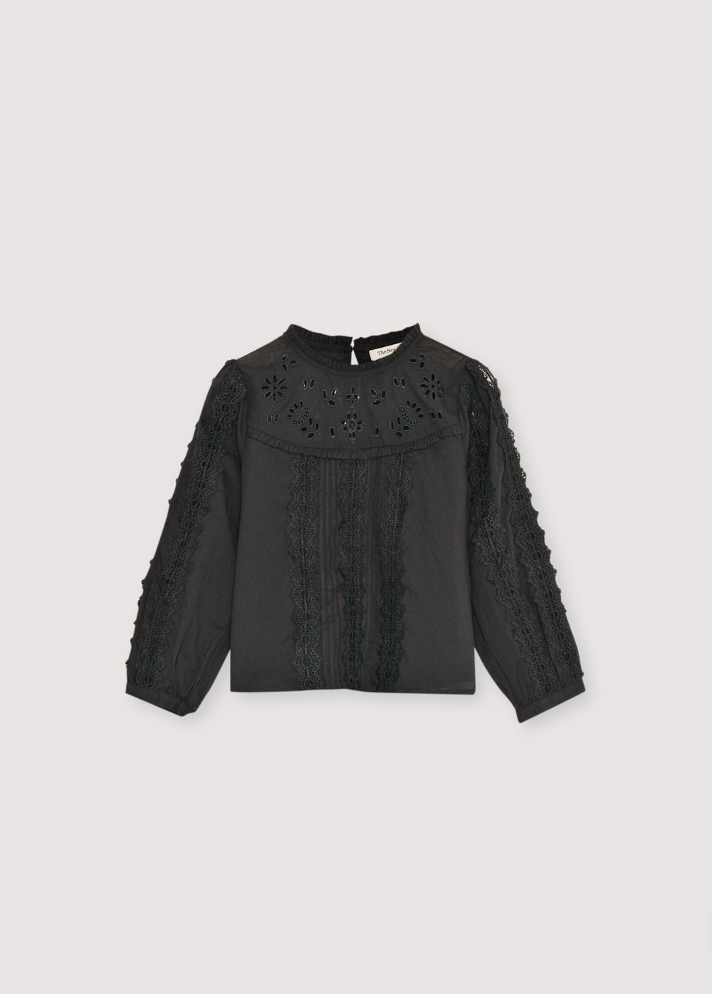 The New Society Dahlia camicetta nera voile pizzo