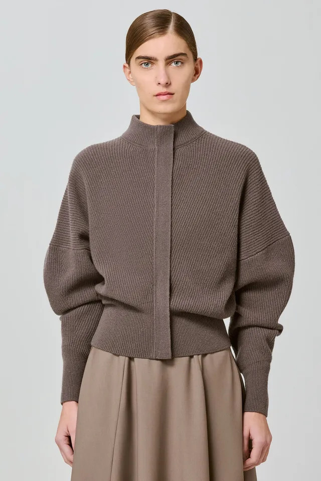 Sa Su Phi cardigan coste zip misto cashmere color fango