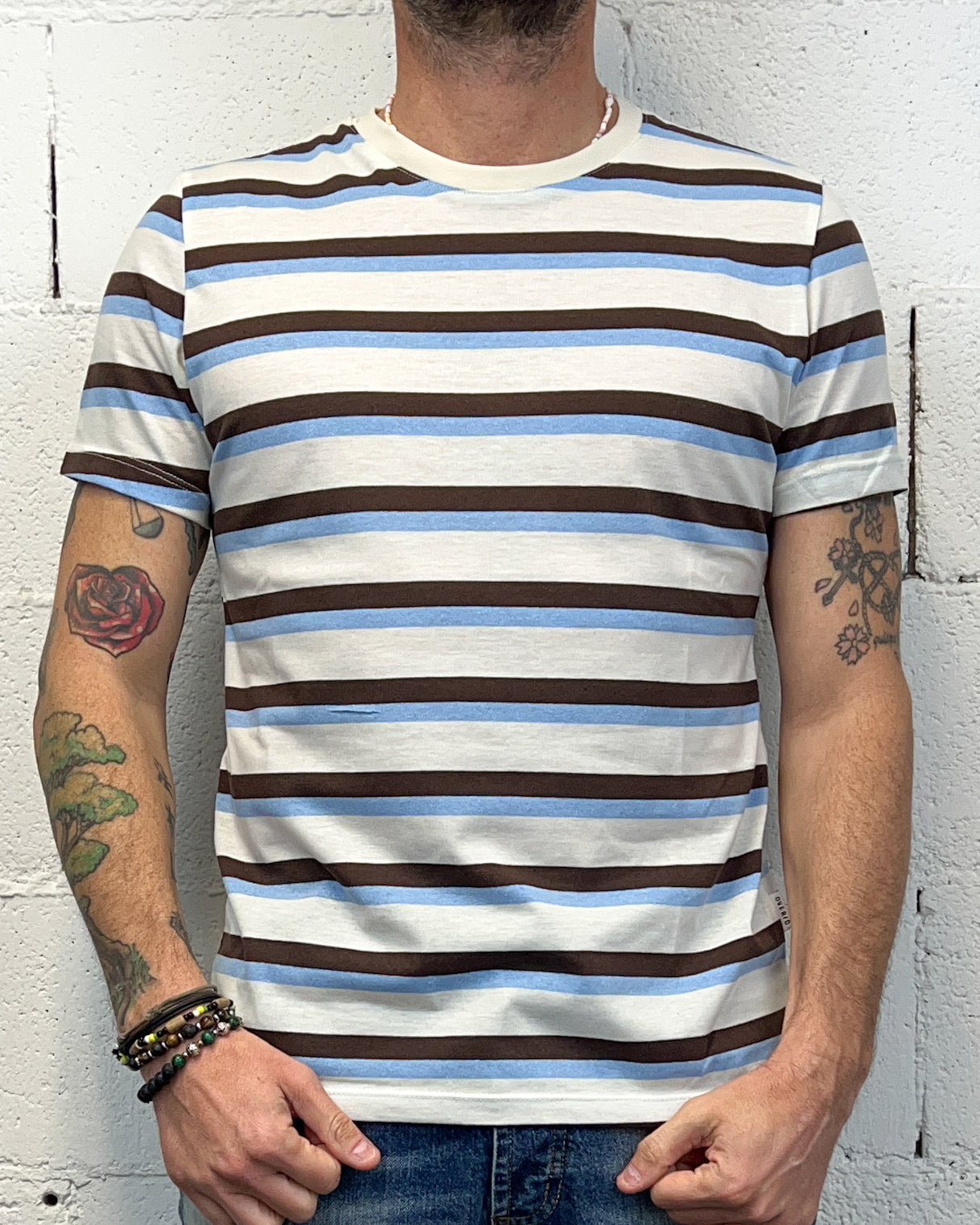 ONLYONE OVER-D Aviazione t-shirt rigata cotone