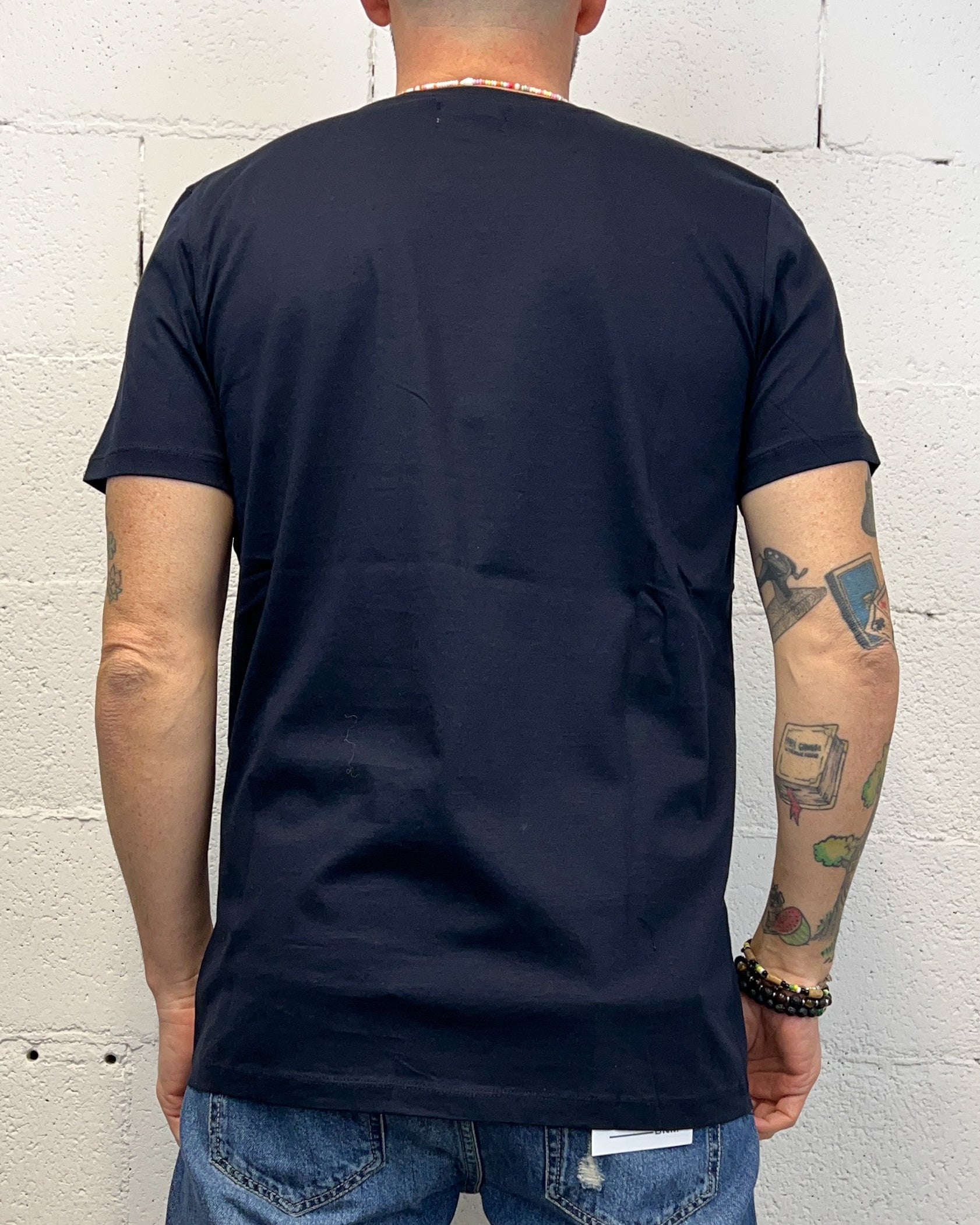 ONLYONE OVER-D Blu t-shirt cotone mercerizzato