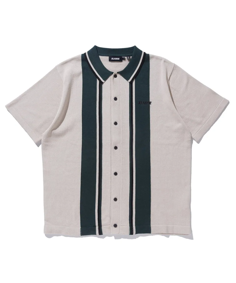 X-Large Line Knit polo beige cotone