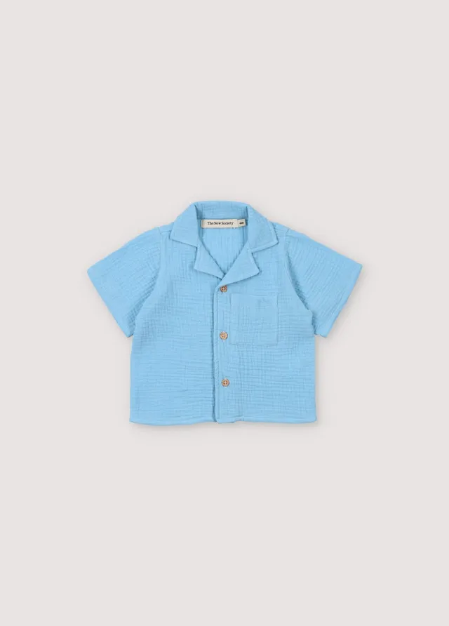 The New Society Spyros camicia baby azzurra 6 mesi