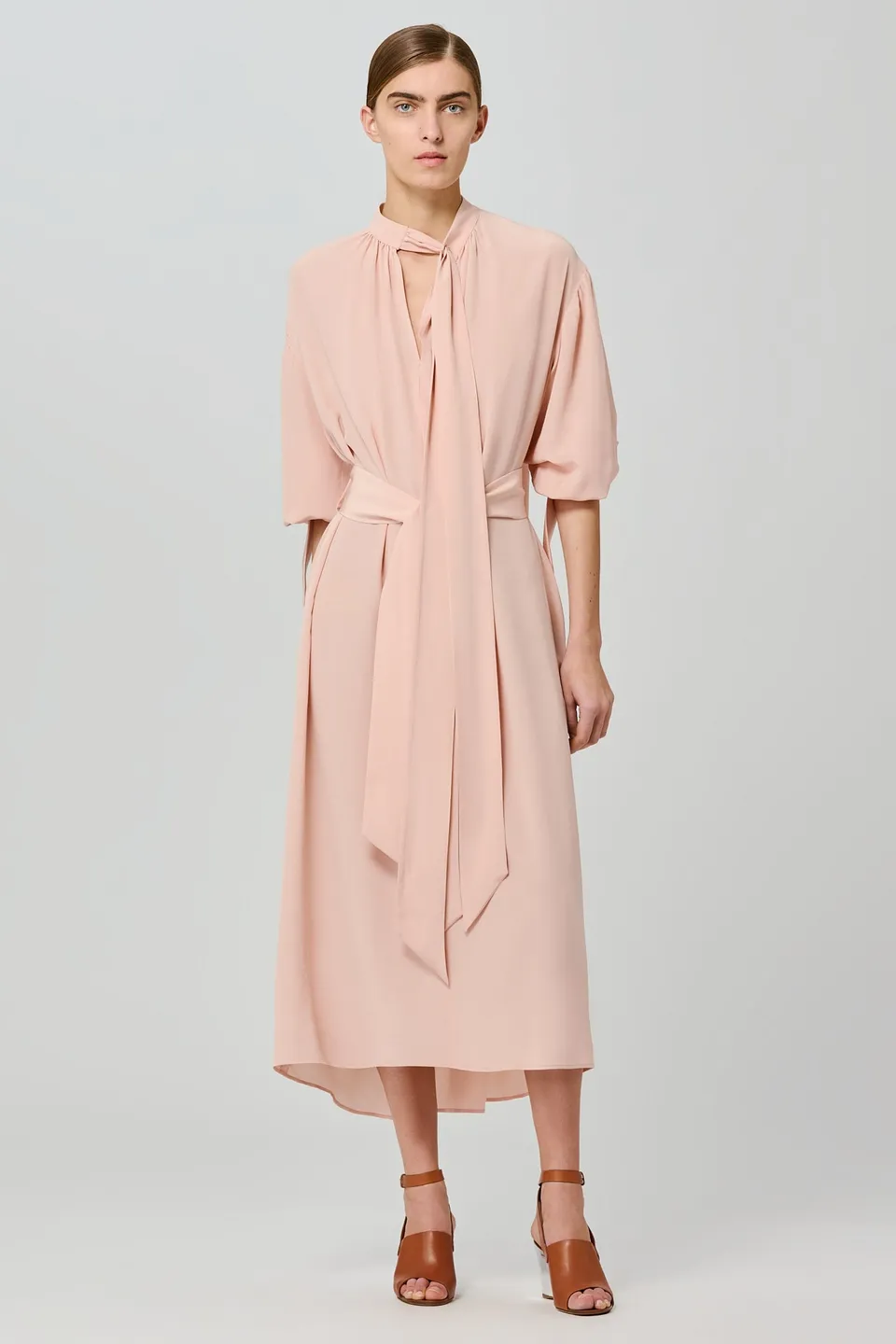 Sa Su Phi Susanna vestito lungo crepe rosa