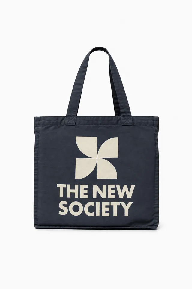 The New Society TNS Logo Bag Forged Iron borsa tela cotone