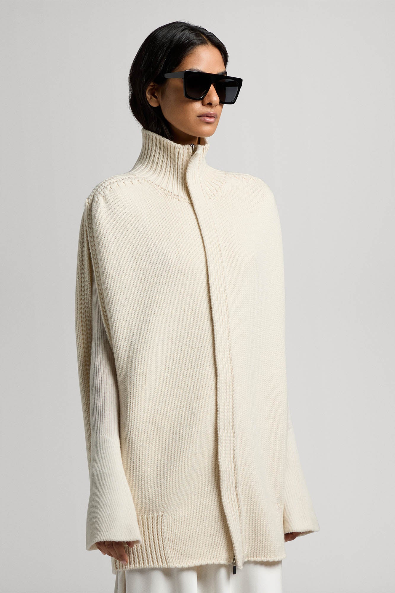 Sa Su Phi Matilda cardigan smanicato zip avorio