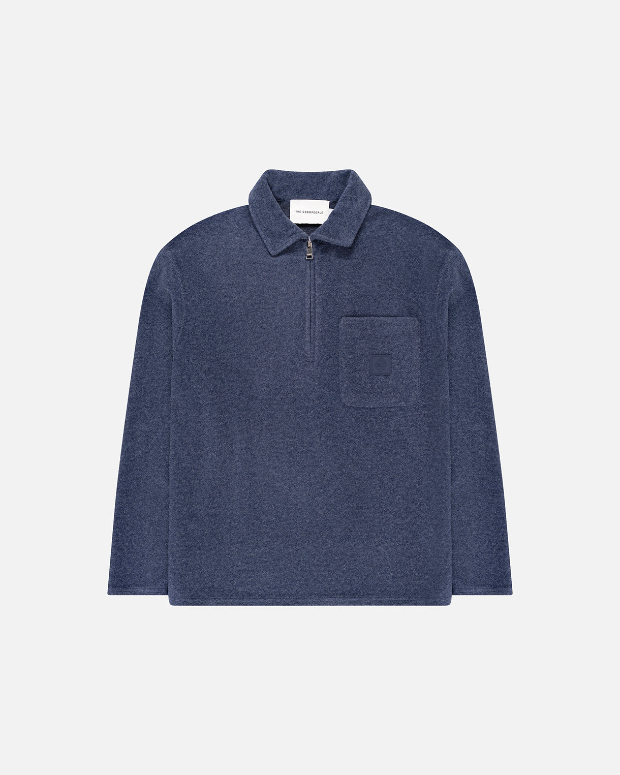 GOODPEOPLE Leo maglione polo zip denim blue