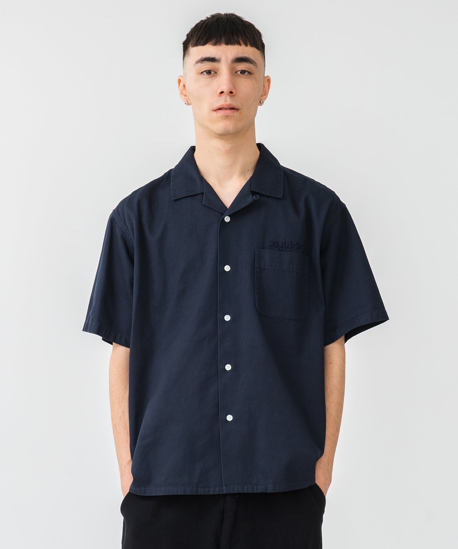 X-Large S/S OG Open Collar camicia bianca