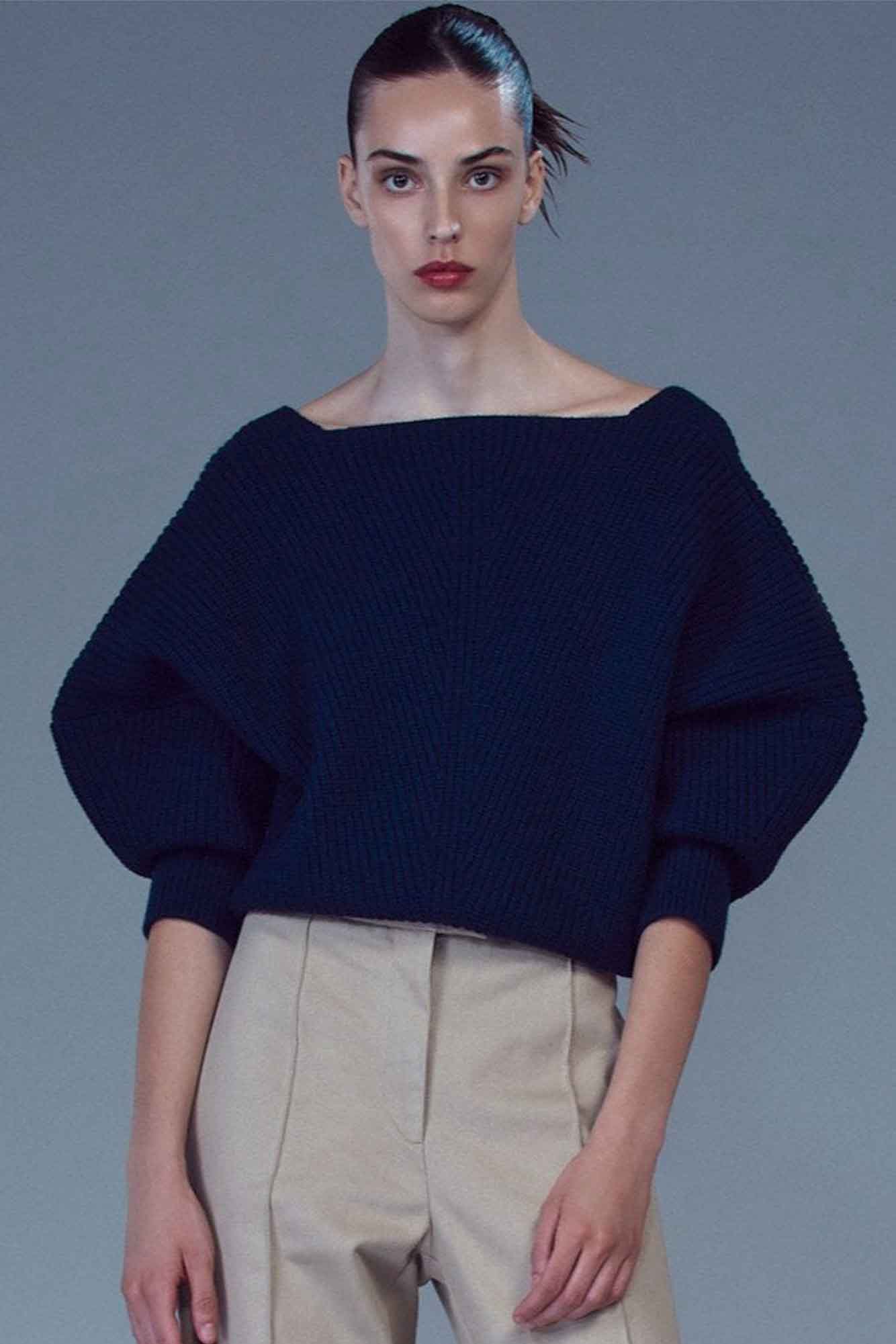 Sa Su Phi Maglia a V maglione navy blu cashmere