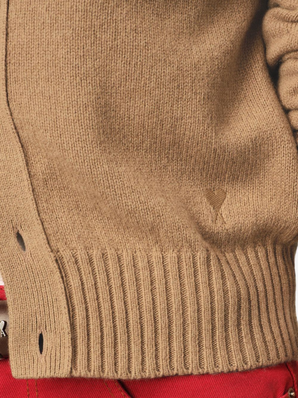 AMI FKC364 cardigan camel donna facile da lavare