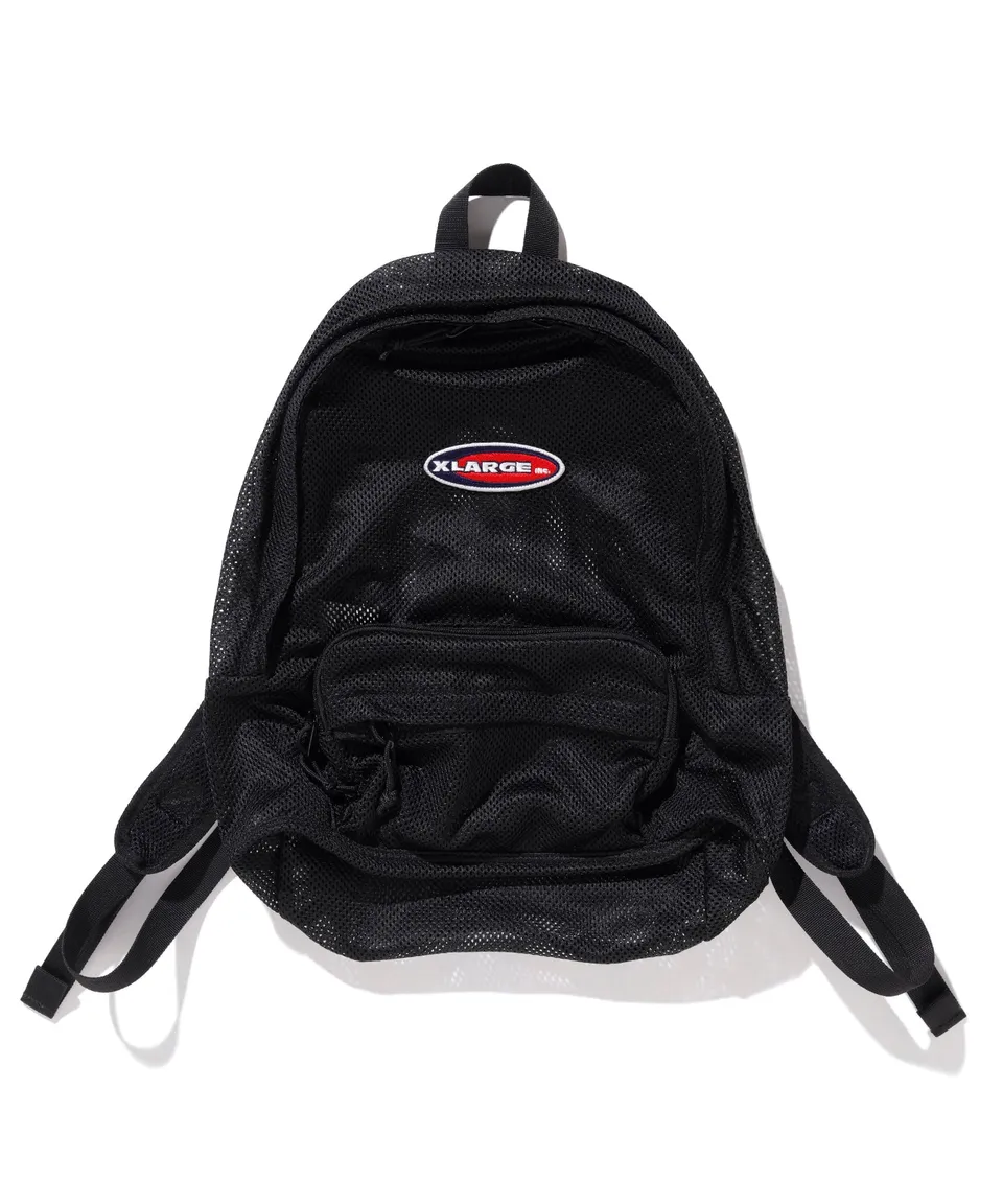 X-Large Patched Mesh Backpack zaino nero mesh