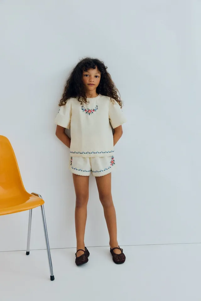 The New Society Narcise Short pantaloncini ecru cotone bambina