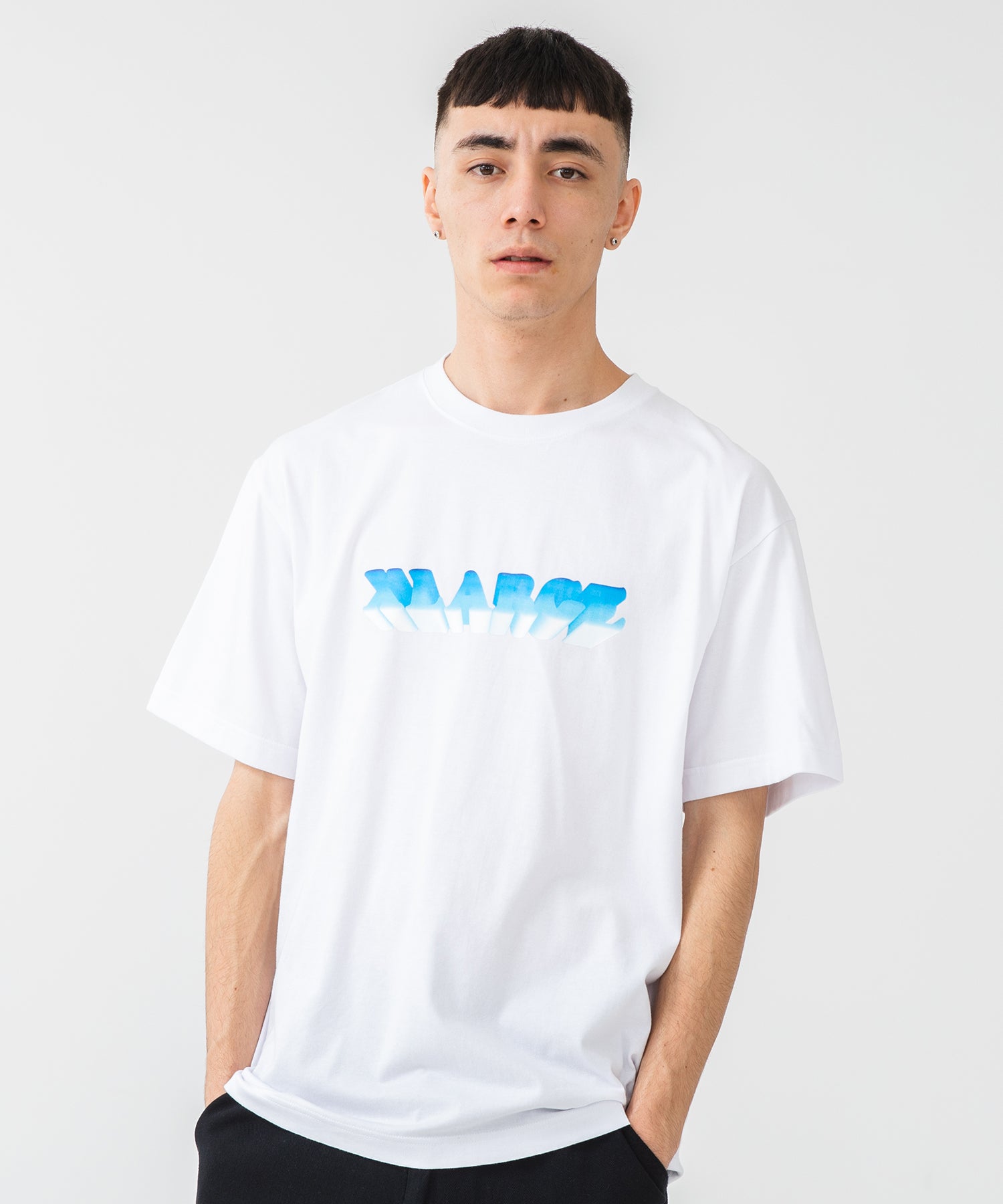 X-Large Gradation 3D Logo maglietta bianca cotone