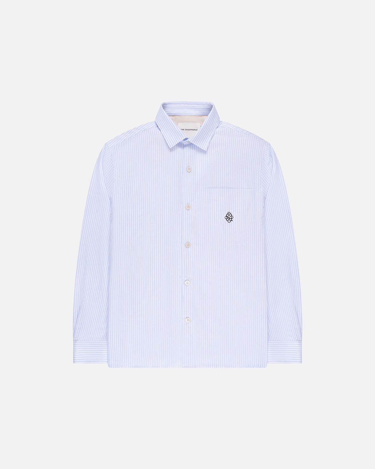 GOODPEOPLE Soy camicia riga azzurra in cotone leggero