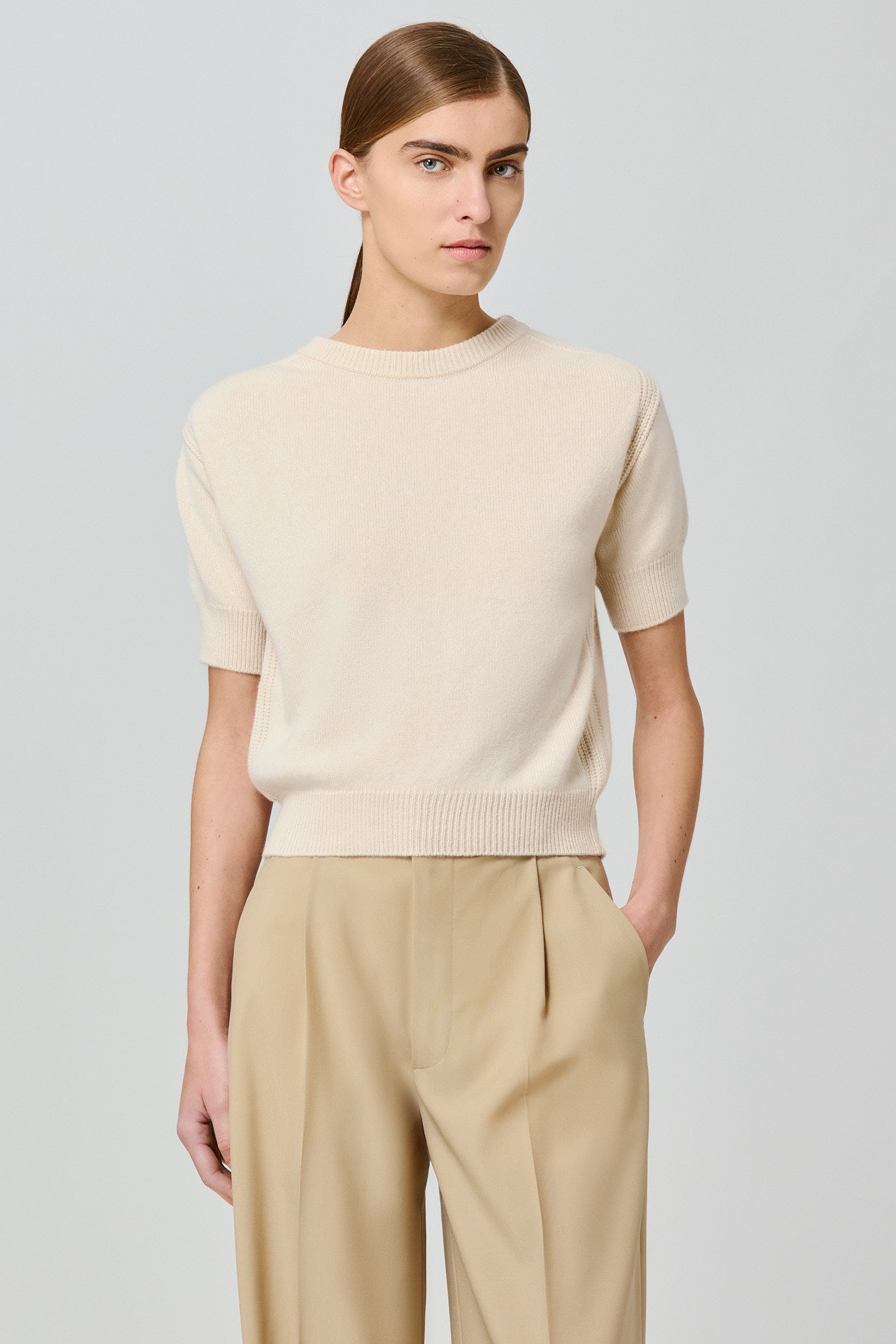 Sa Su Phi Maglione maniche corte cashmere giallo