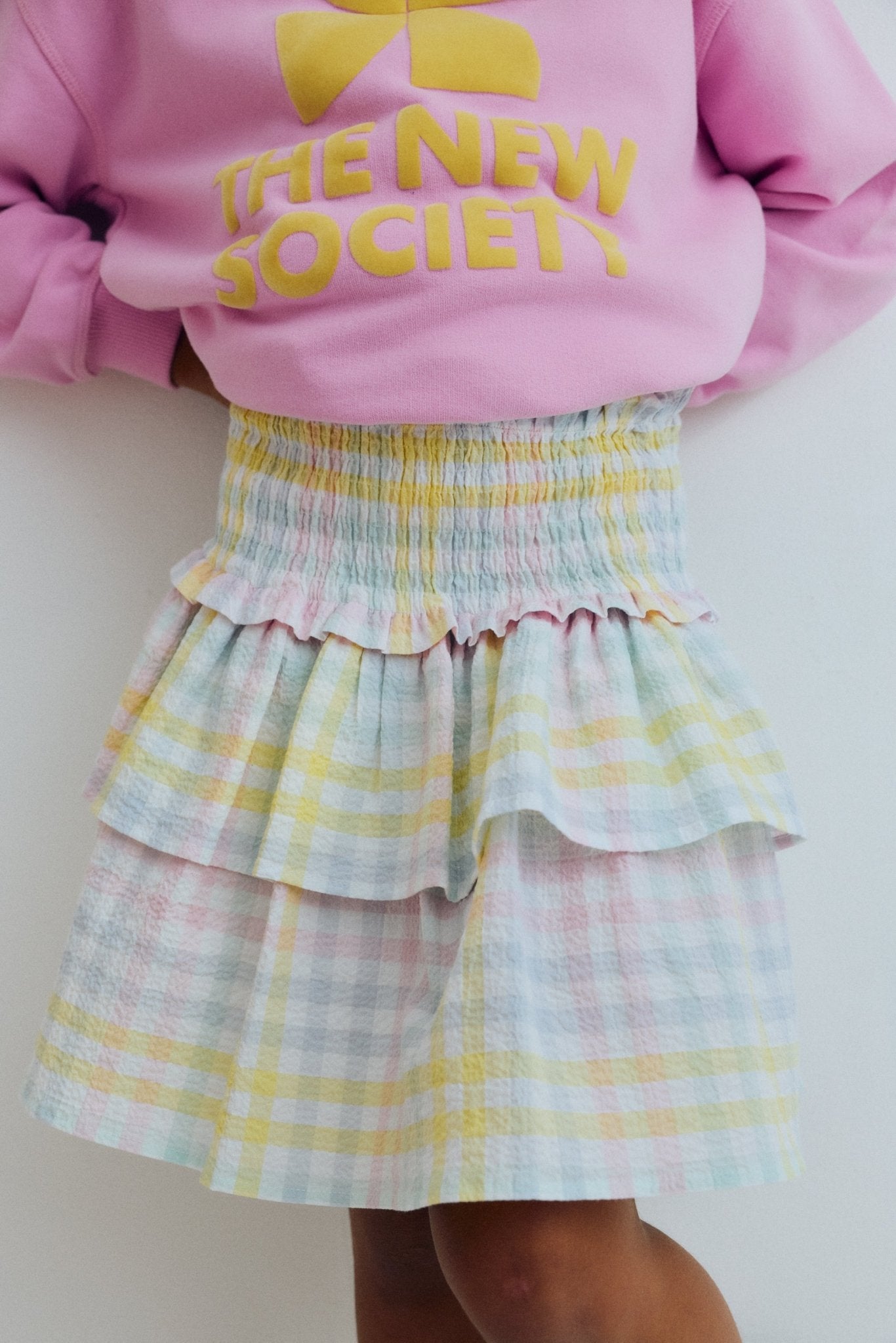 The New Society Mallow Check gonna bambina seersucker cotone