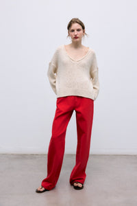The New Society Alpina Maglione Donna Ecru Scollo V