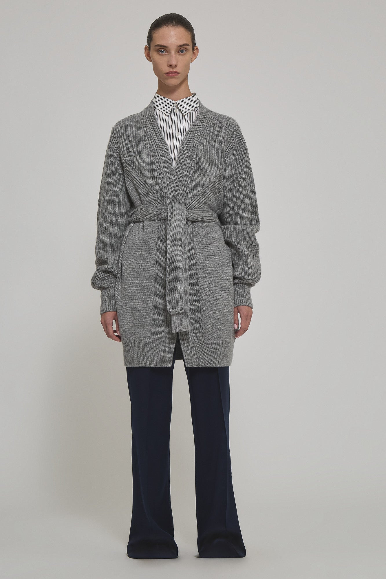 Sa Su Phi Armor cardigan cashmere grigio cintura