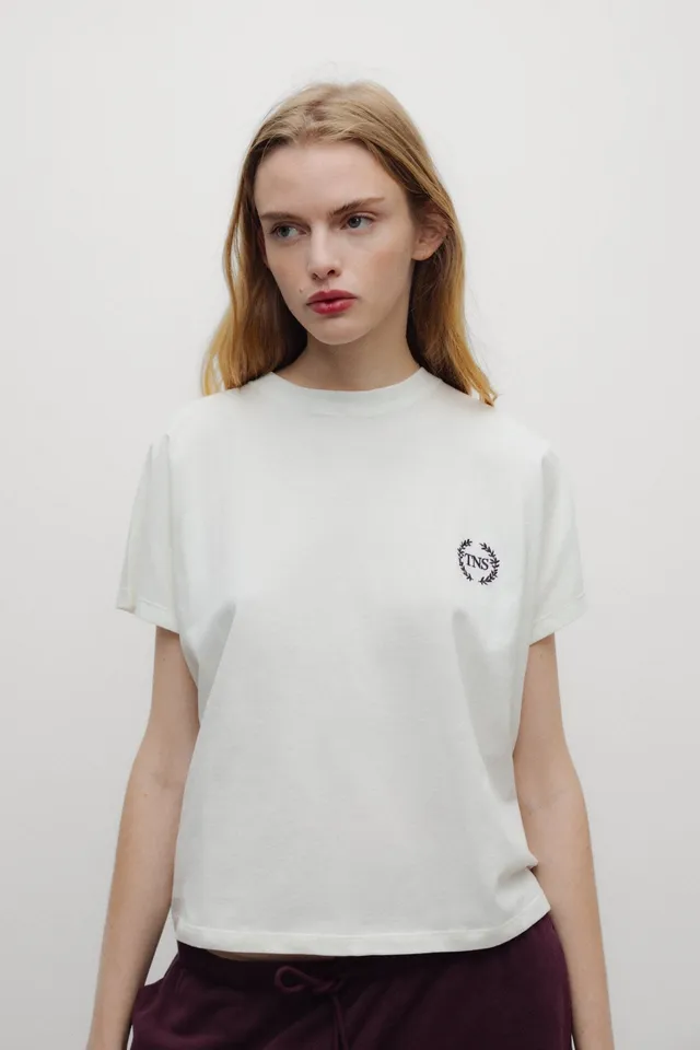 The New Society Mochi T-Shirt Donna Ricamo Cotone