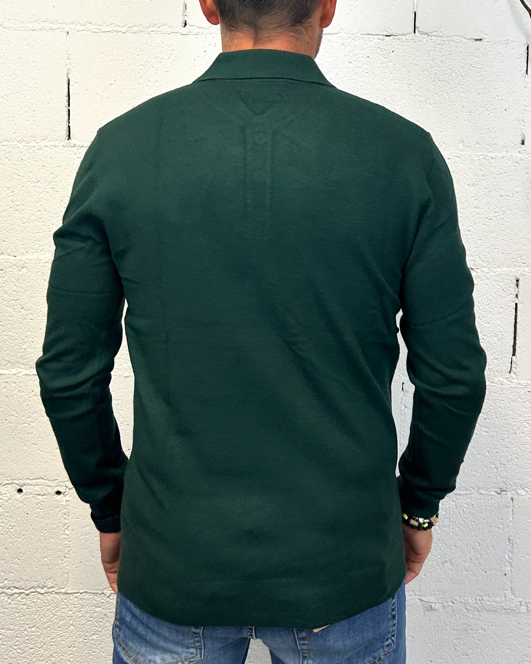 GIANNI LUPO Comfort polo manica lunga verde vestibilita regolare