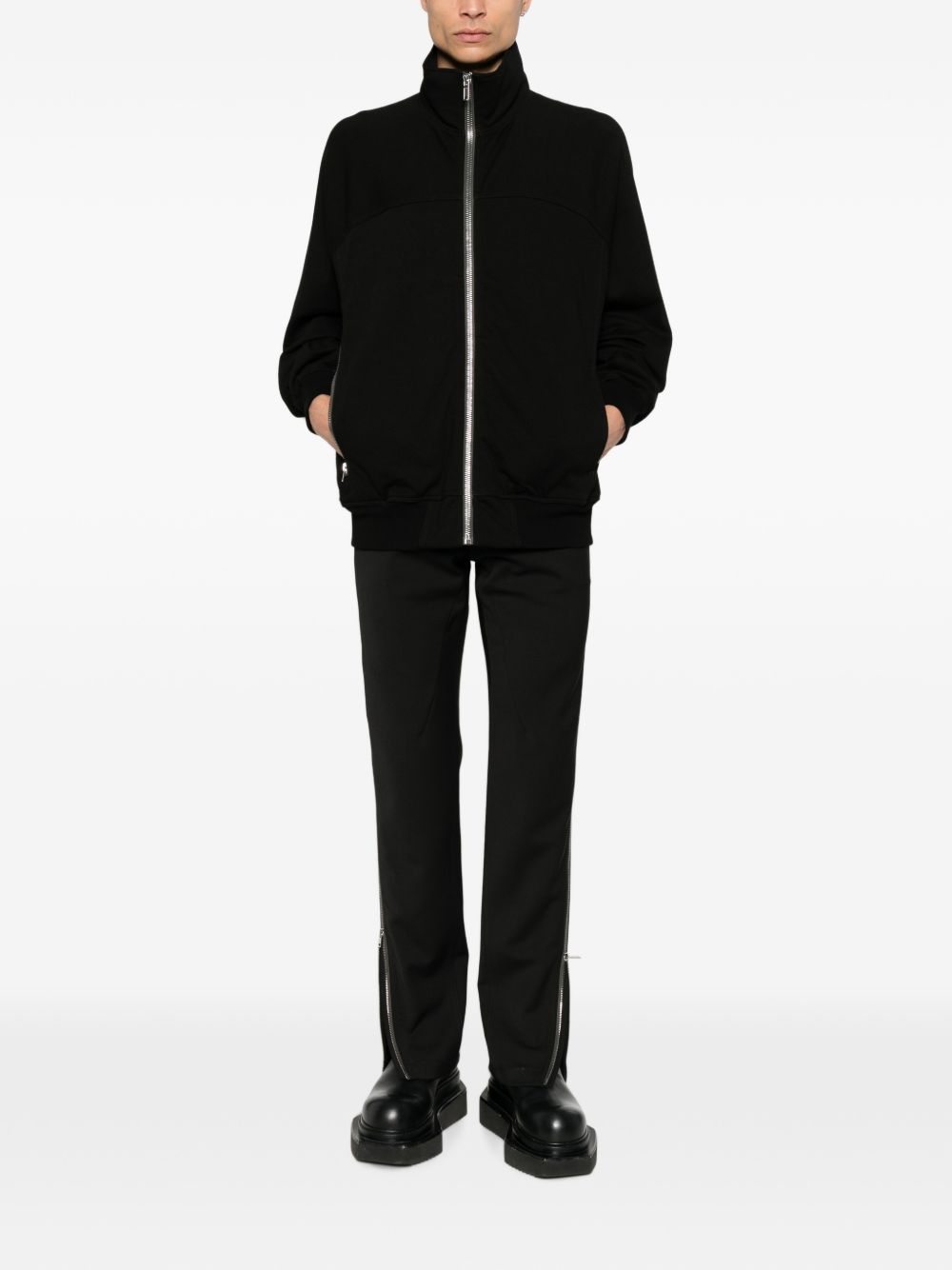 Rick Owens RU02F4278 Felpa Nera in Cotone