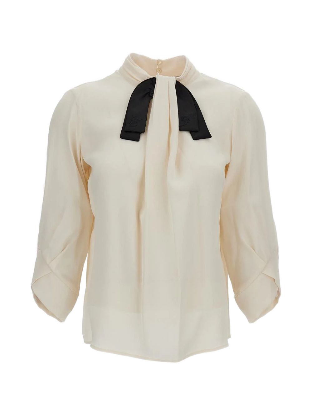 Elisabetta Franchi CA17866E2 camicia beige con fiocco