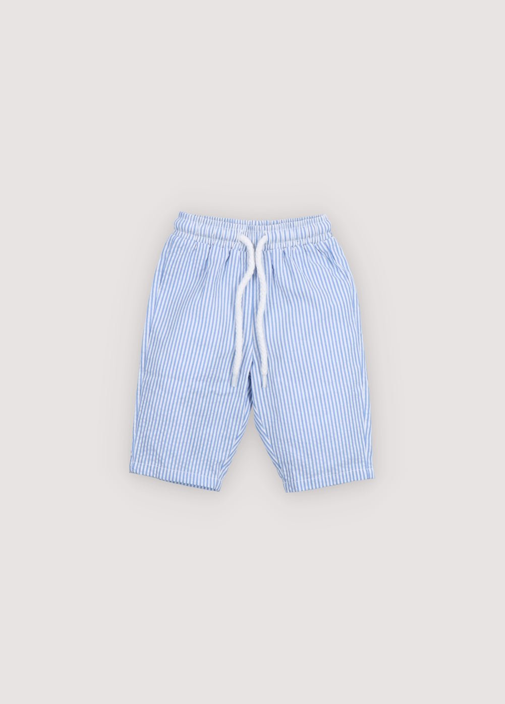 The New Society Almond pantaloni Vista Blue seersucker