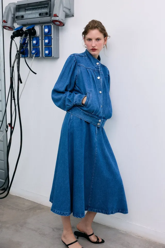 The New Society TNS Tencel Woman Skirt gonna denim medio