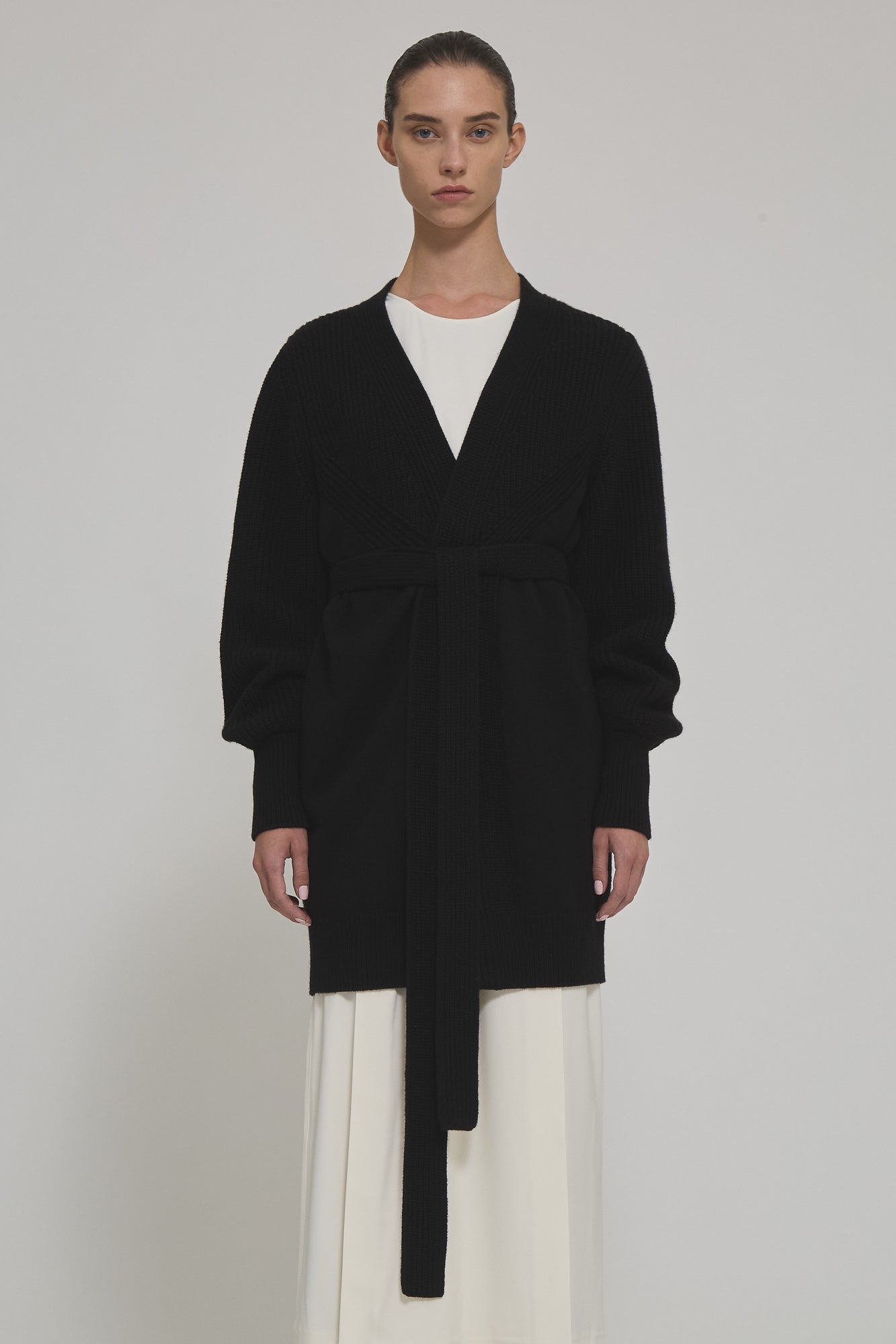 Sa Su Phi Armor cardigan cashmere nero con cintura