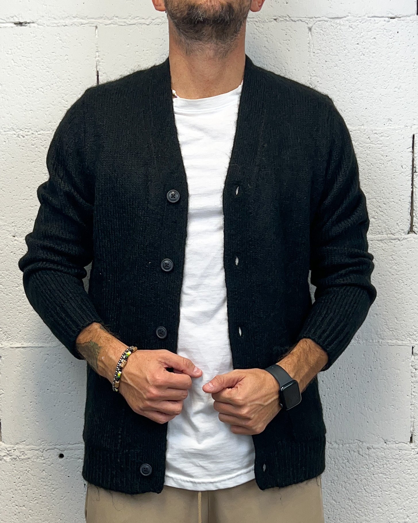 ONLYONE OVER-D Wool cardigan nero in lana