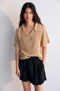 The New Society Calipso polo donna Hemp uncinetto