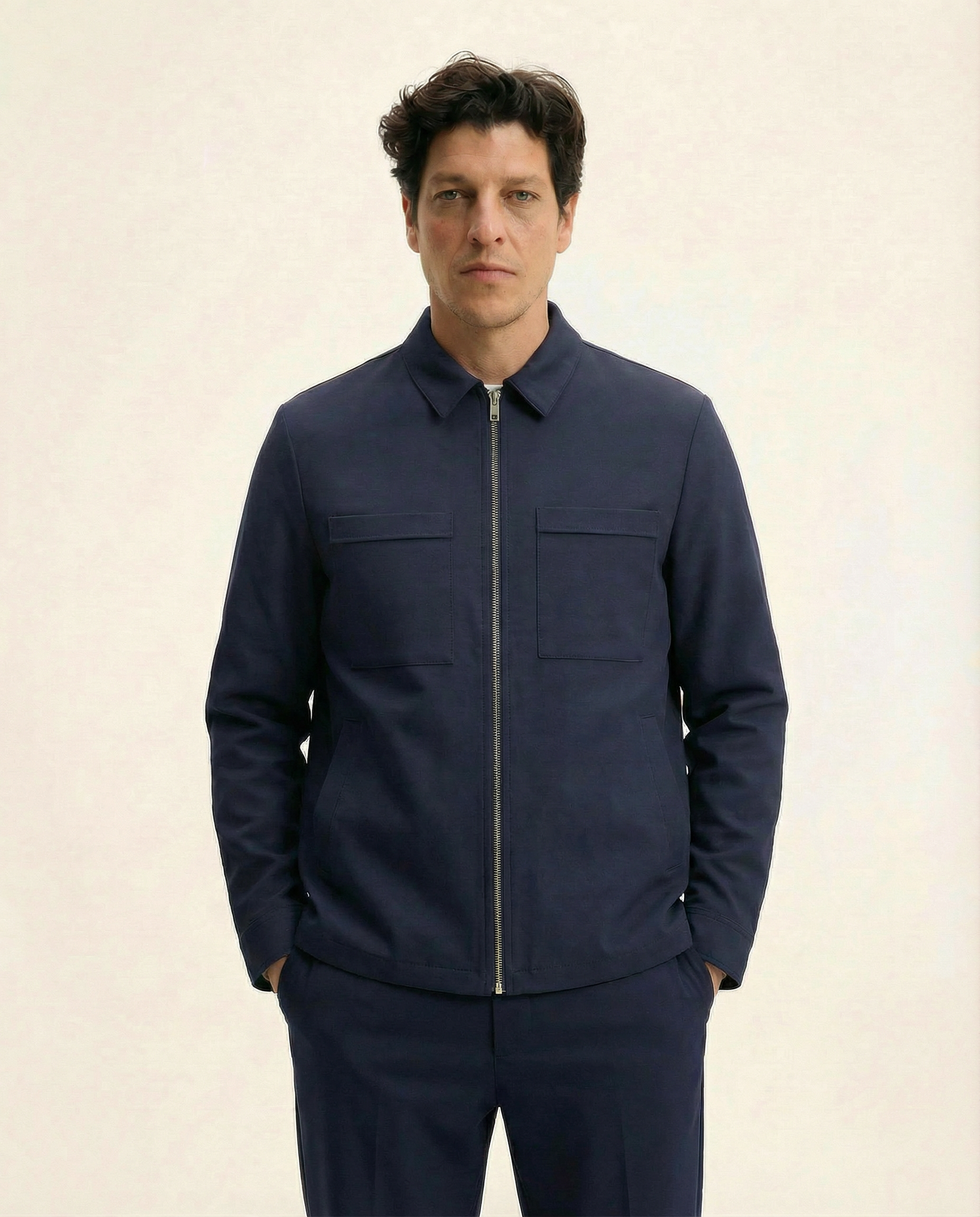Goodpeople Lavi camicia jersey navy zip regular fit