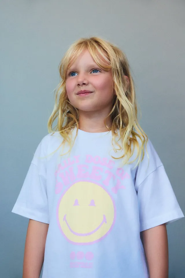 THE NEW SOCIETY SmileyWorld t-shirt pure cloud bimbi cotone