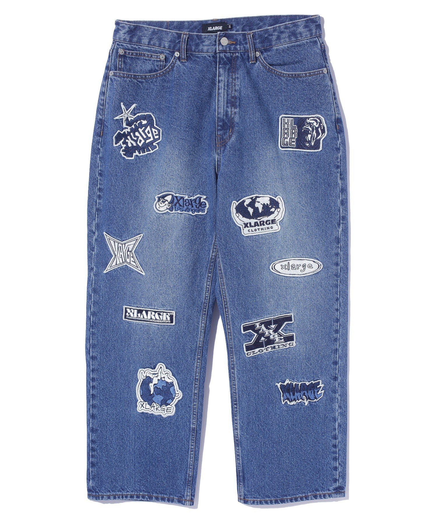 X-Large Patched Denim Pants jeans cotone