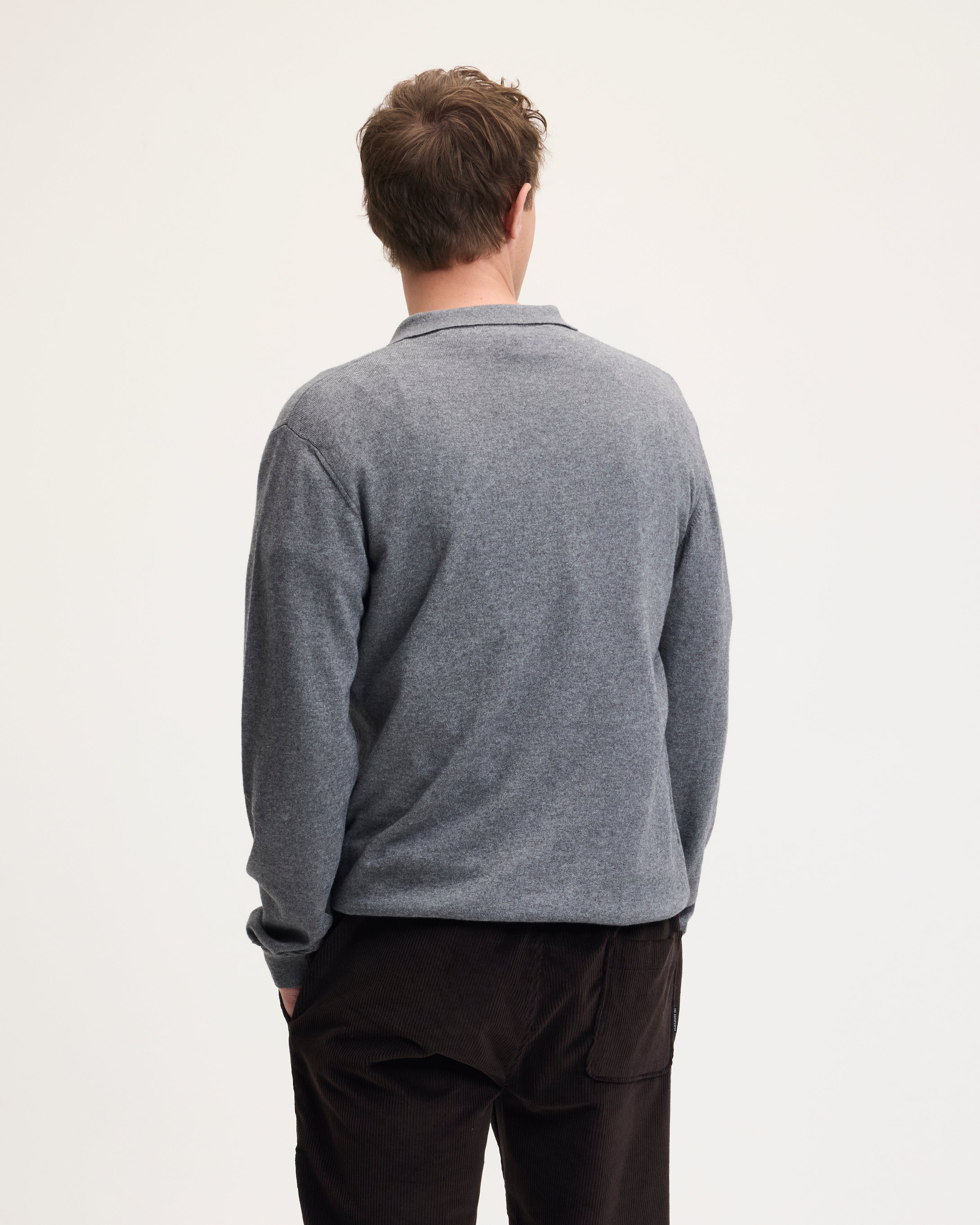 GOODPEOPLE Kario polo maglia manica lunga grigio melange