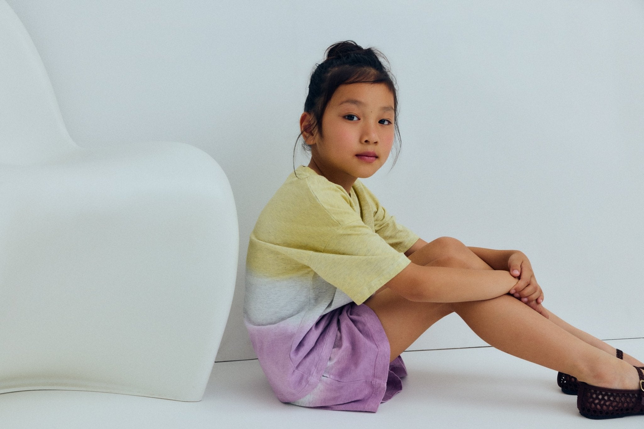 The New Society Tie Dye T-Shirt Bambina Rosa Lavanda Cotone