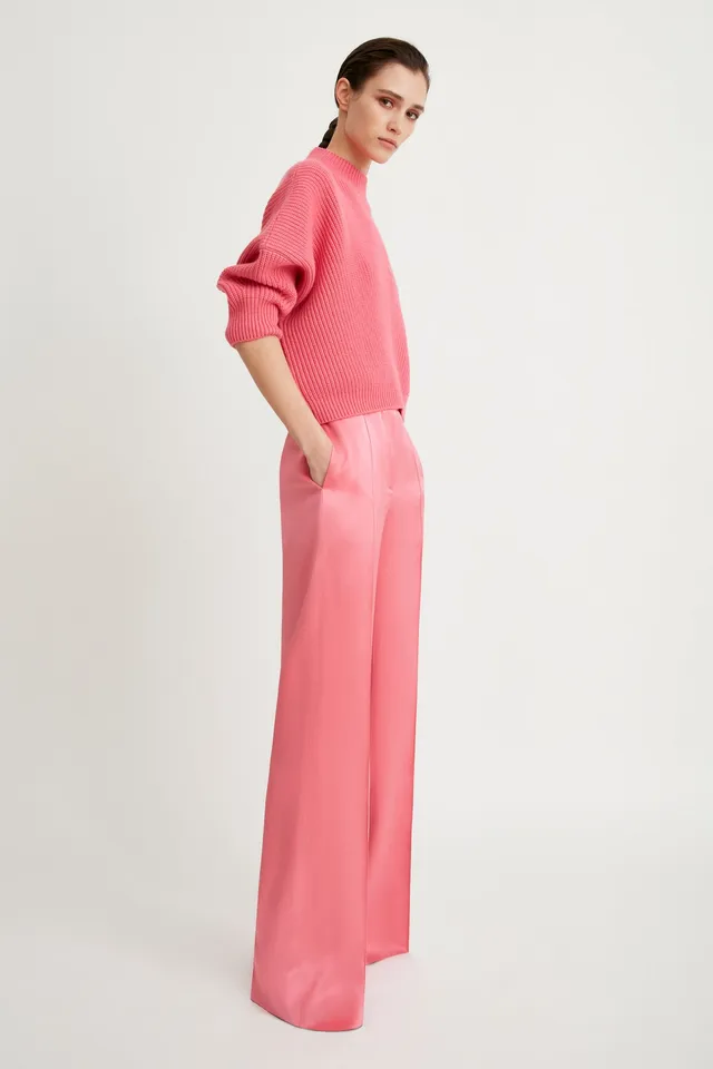 Sa Su Phi Andrea Pantaloni Dritti Rosa Peonia Satin