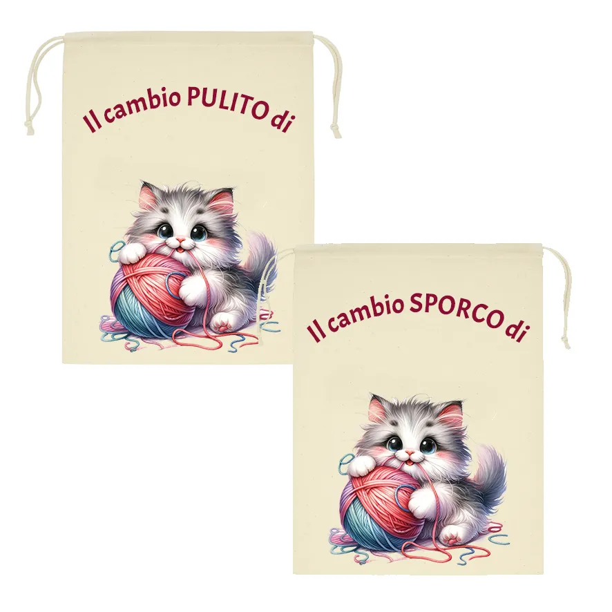 Mr. Gadgets Gatto sacchetto sporco pulito M 20x30 cotone