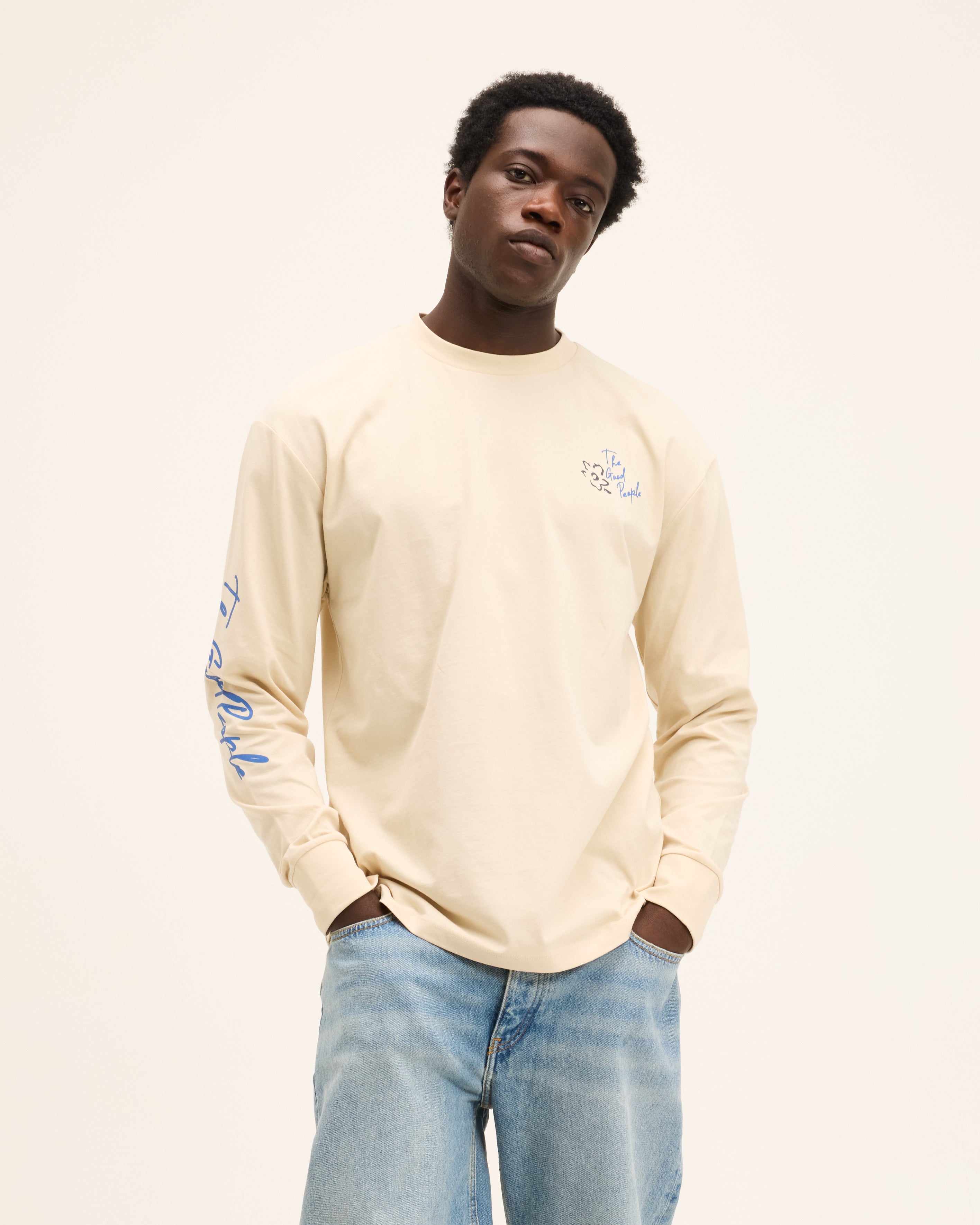 GOODPEOPLE Oliver maglia maniche lunghe cotone ecrù