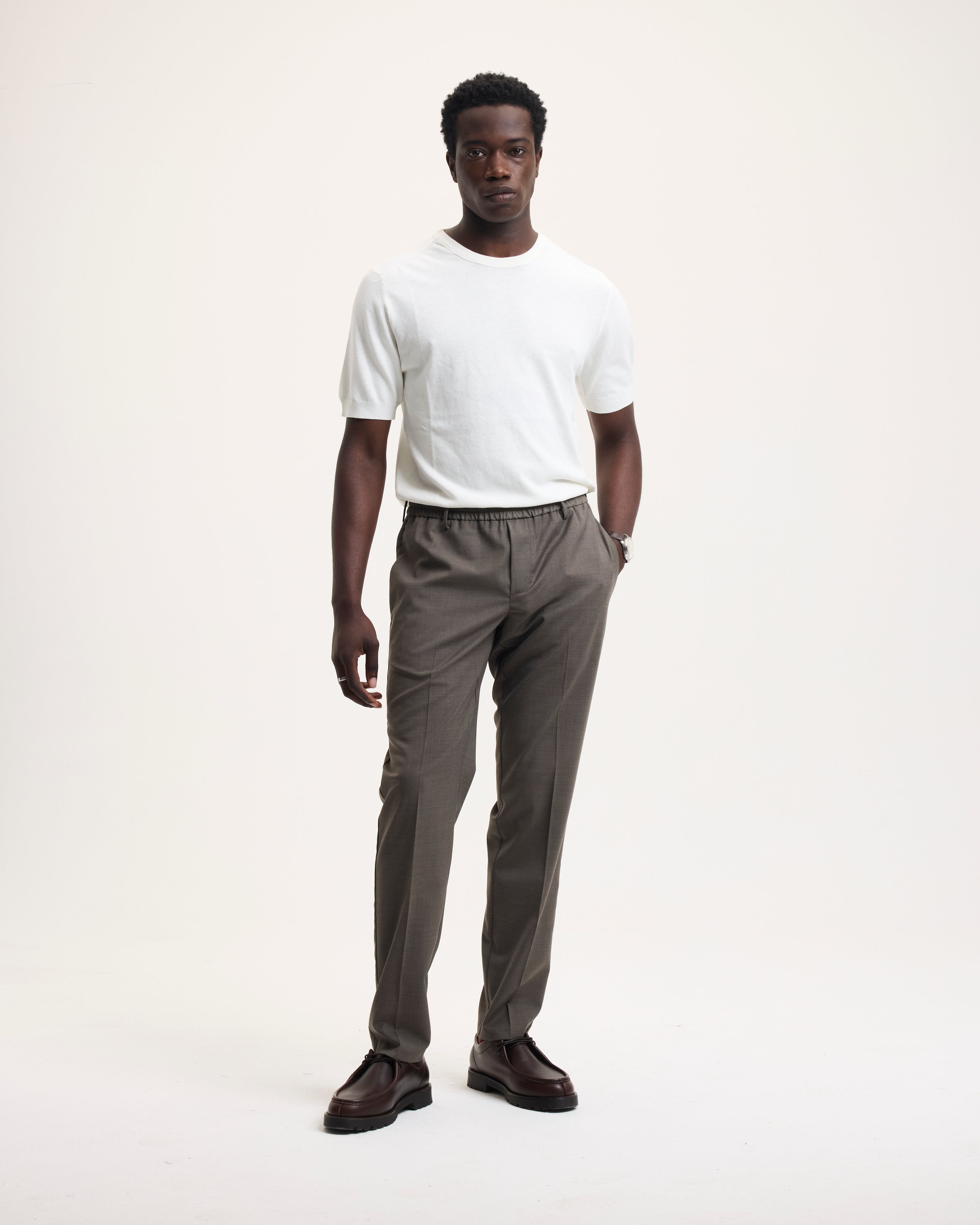 GOODPEOPLE Bien pantalone dritto mocca lana