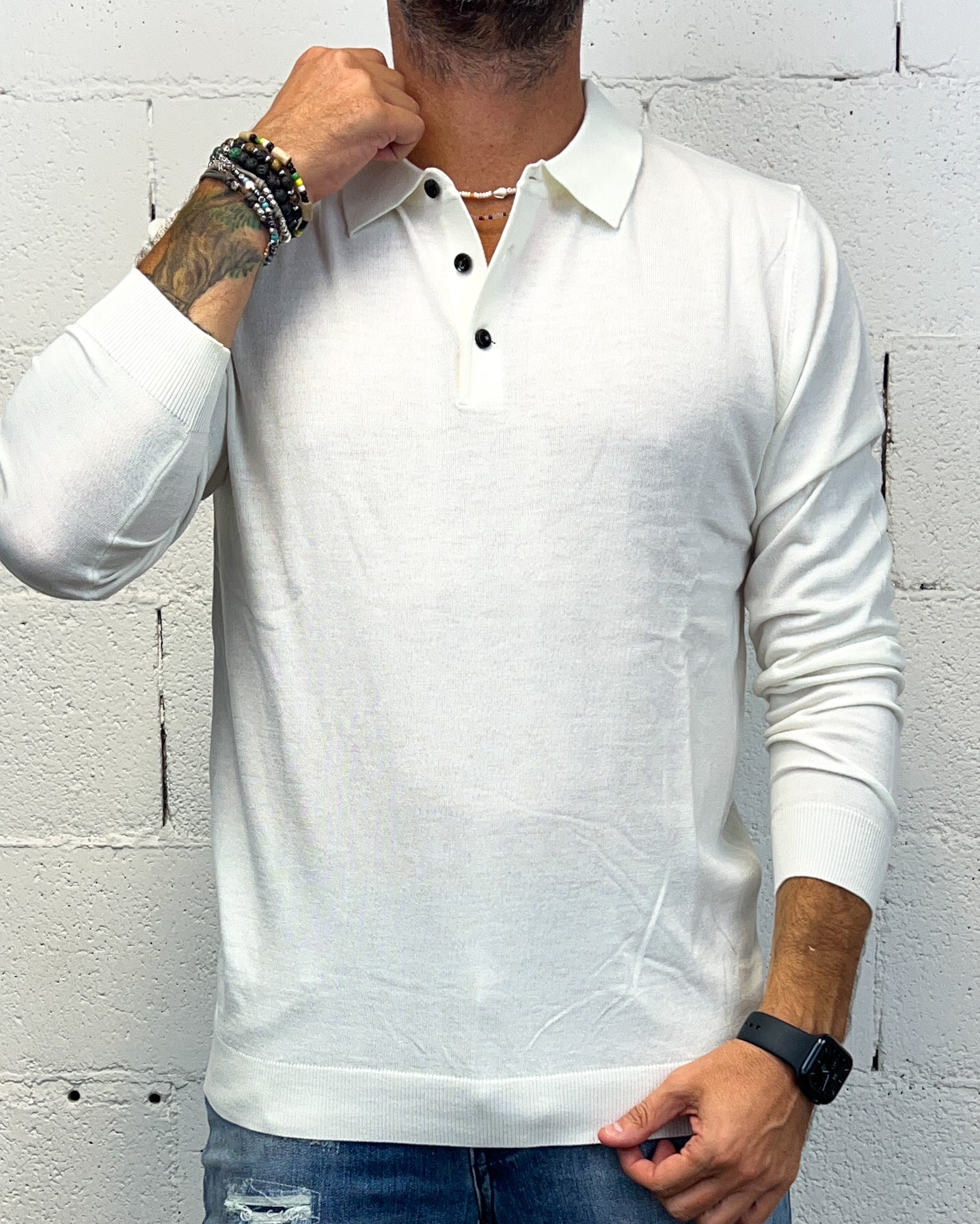 ONLYONE OVER-D Wool Panna polo manica lunga vestibilità regolare