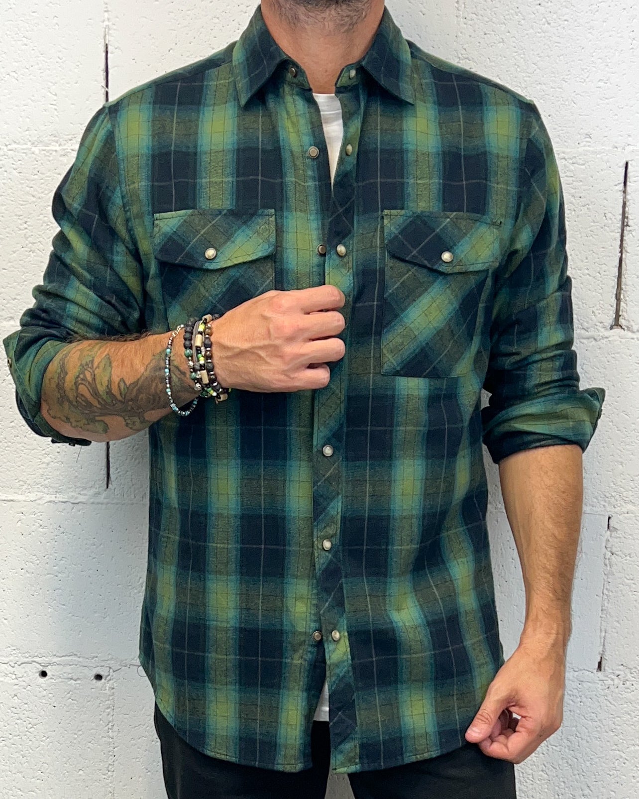ONLYONE GIANNI LUPO Forest camicia verde regolare