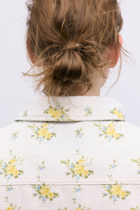 The New Society Mimosa Woman Jacket giacca denim fiori cotone