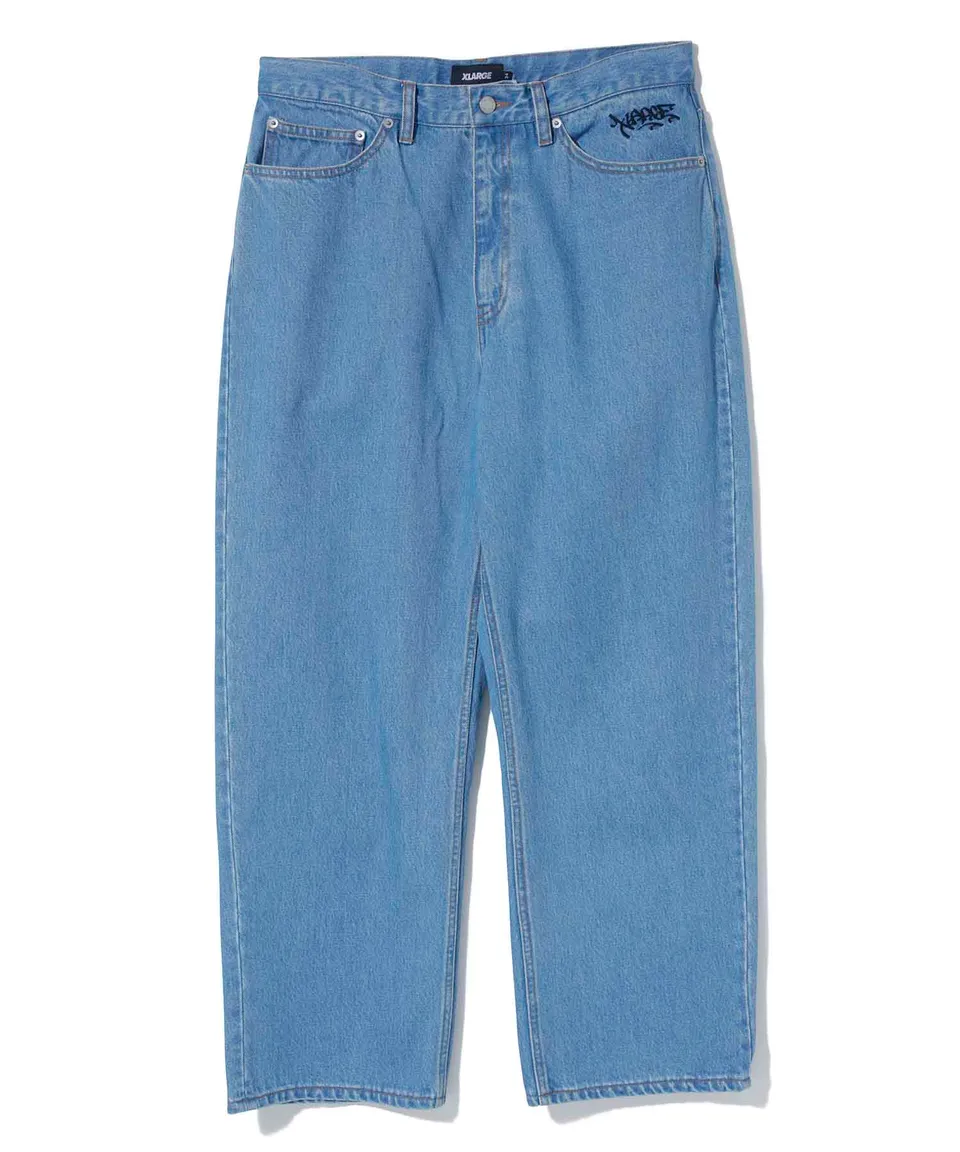X-Large Embroidery Graffiti jeans indaco chiaro