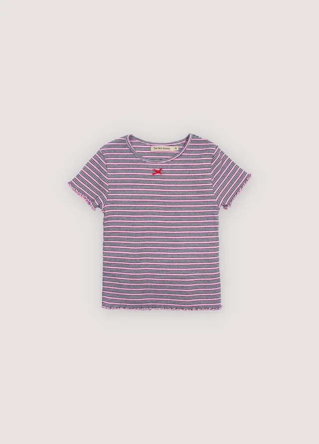 The New Society Rib Tee maglietta rosa lavanda 6 anni cotone