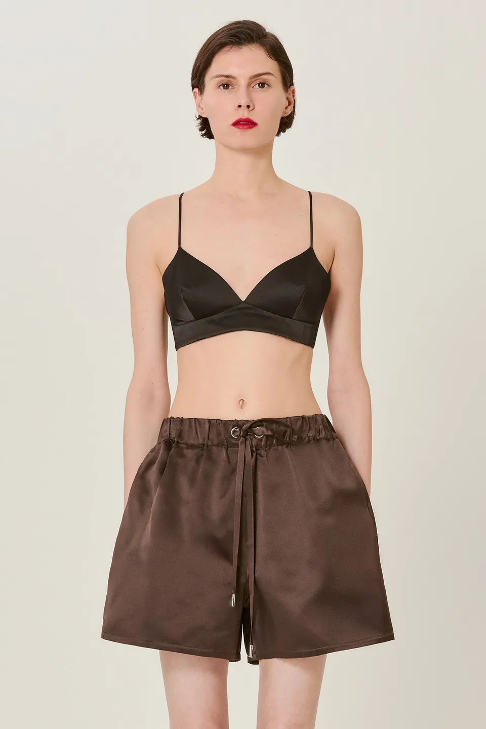 Sa Su Phi Valentina shorts duchesse seta marrone