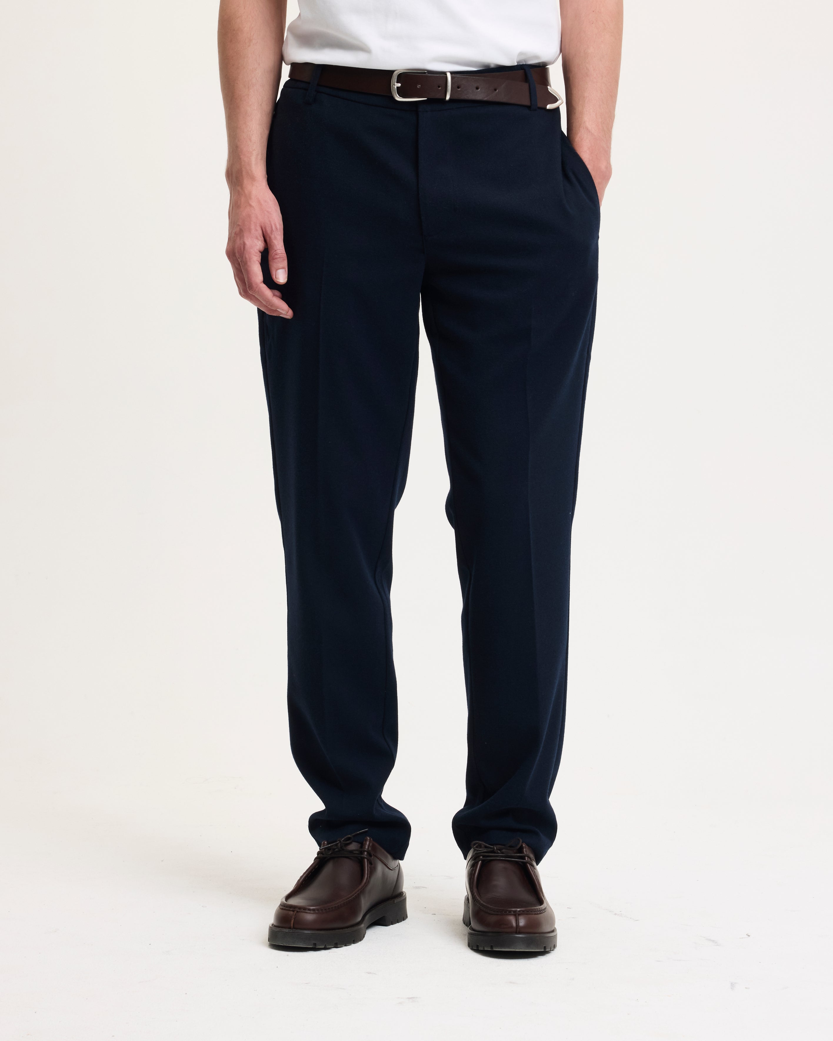 GOODPEOPLE Bueno Regular Fit pantaloni blu navy elasticizzati