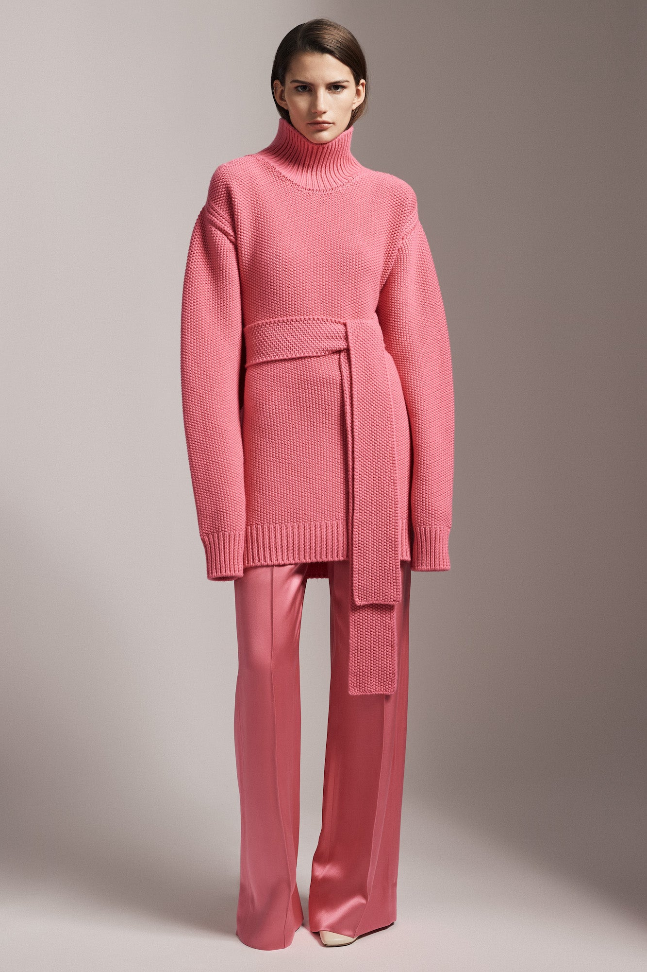 Sa Su Phi Abito Cashmere Collo Alto Cintura Rosa 38