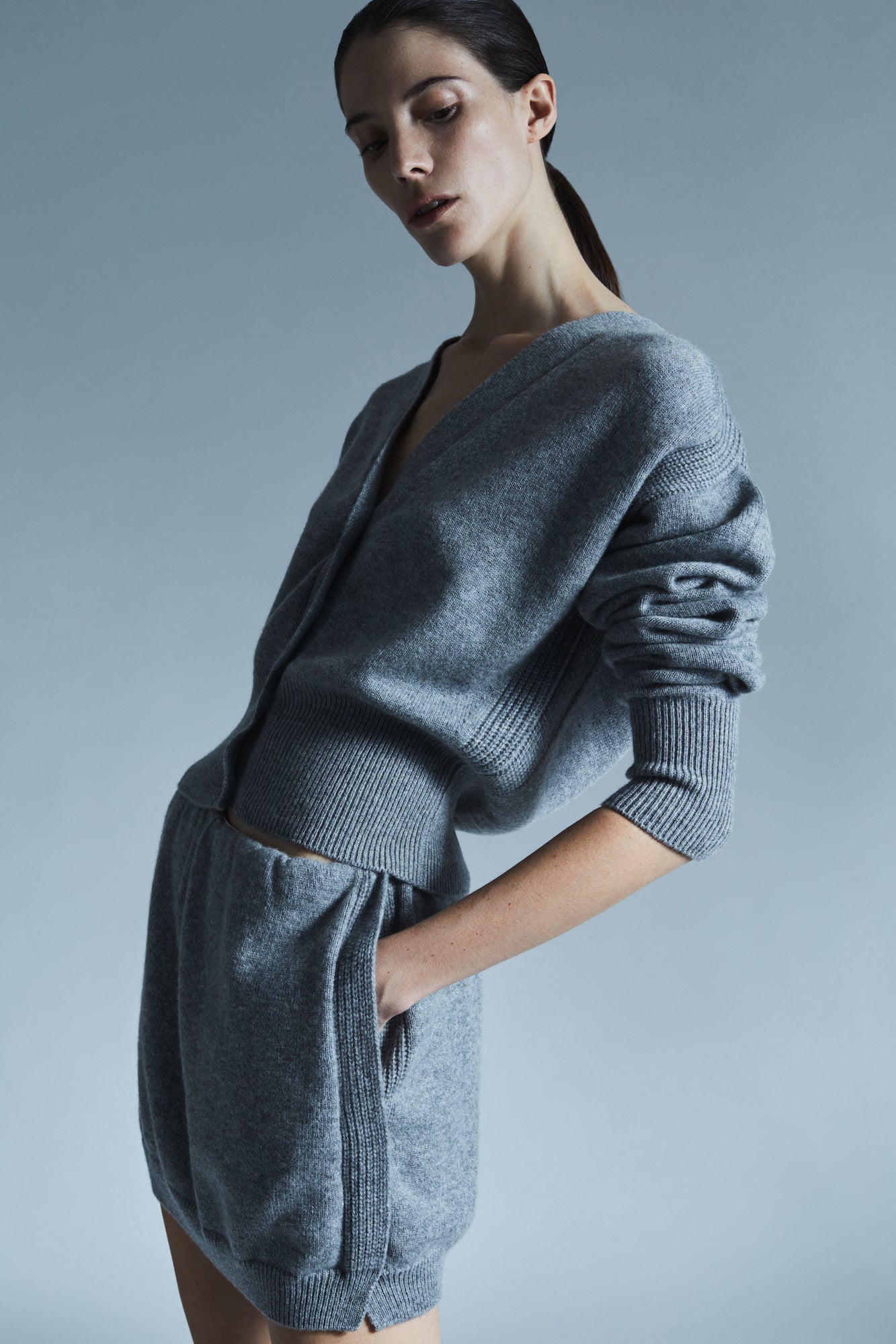 Sa Su Phi gonna top senza spalline cashmere grigio