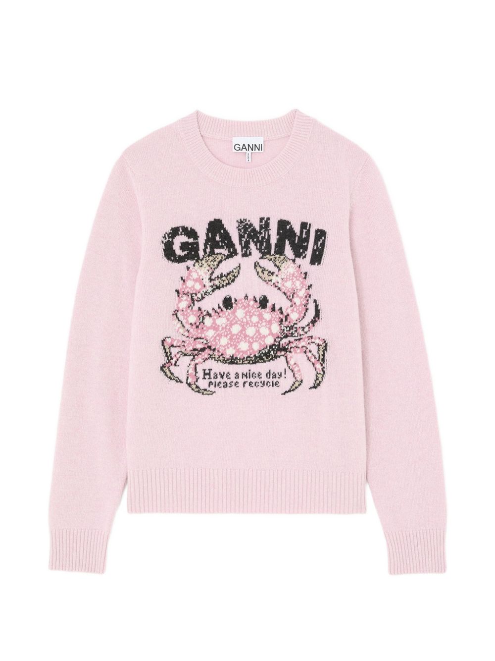 Ganni A1150008 felpa rosa girocollo donna