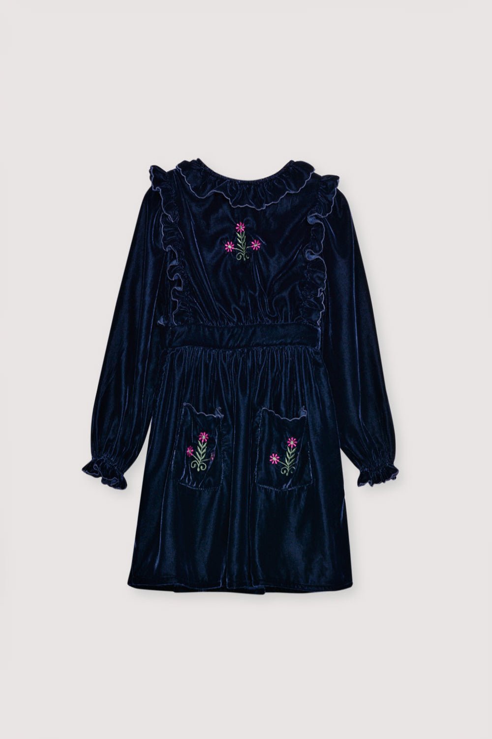 The New Society Abril vestito velluto blu navy bambina